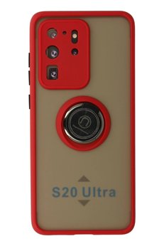 CepteToptan Samsung Galaxy S20 Ultra Kılıf Montreal Yüzüklü Silikon Kapak - Kırmızı - DROPX1175-5842