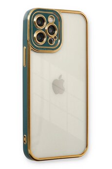CepteToptan iPhone 12 Pro Max Kılıf Liva Lens Silikon - Yeşil - DROPX1553-8448
