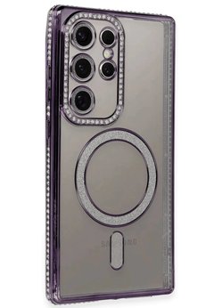 CepteToptan Samsung Galaxy S24 Ultra Kılıf Joke Simli Magneticsafe Kılıf - Derin Mor - DROPX2454-8018