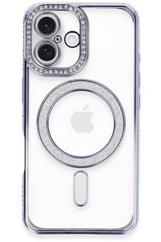 CepteToptan iPhone 16 Plus Kılıf Joke Simli Magneticsafe Kılıf - Mavi - DROPX6608-2634