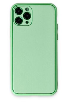 CepteToptan iPhone 11 Pro Kılıf Coco Deri Silikon Kapak - Açık Yeşil - DROPX2765-7222