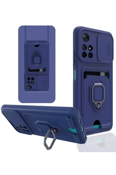 CepteToptan Xiaomi Redmi Note 11T Kılıf Zuma Kartvizitli Yüzüklü Silikon - Lacivert - DROPX2173-7289