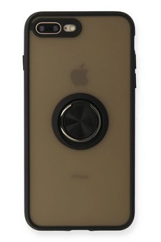 CepteToptan iPhone 7 Plus Kılıf Montreal Yüzüklü Silikon Kapak - Siyah - DROPX6443-8745