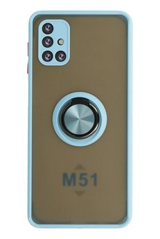 CepteToptan Samsung Galaxy M51 Kılıf Montreal Yüzüklü Silikon Kapak - Buz Mavi - DROPX8932-3202