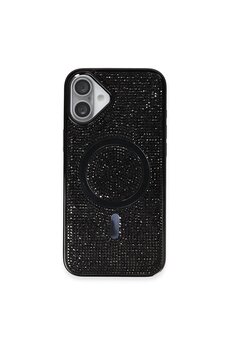 CepteToptan iPhone 16 Plus Kılıf Diamond Magsafe Kapak - Siyah - DROPX1997-7869