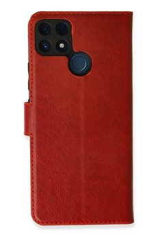CepteToptan Realme C25 Kılıf Trend S Plus Kapaklı Kılıf - Kırmızı - DROPX5418-8880