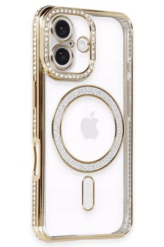 CepteToptan iPhone 16 Kılıf Joke Simli Magneticsafe Kılıf - Gold - DROPX7540-2815