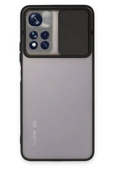 CepteToptan Xiaomi Redmi Note 11T Kılıf Palm Buzlu Kamera Sürgülü Silikon - Siyah - DROPX3830-3524