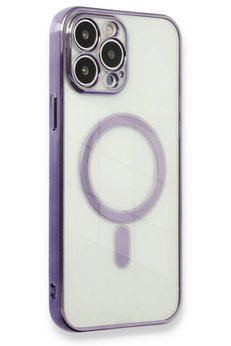 CepteToptan iPhone 13 Pro Max Kılıf Magneticsafe Lazer Silikon - Mor - DROPX5006-7220