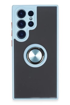 CepteToptan Samsung Galaxy S23 Ultra Kılıf Montreal Yüzüklü Silikon Kapak - Buz Mavi - DROPX7626-3637