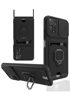CepteToptan Xiaomi Redmi Note 11 Pro Kılıf Zuma Kartvizitli Yüzüklü Silikon - Siyah - DROPX8288-7816
