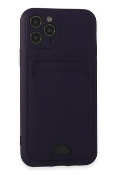 CepteToptan iPhone 11 Pro Kılıf Kelvin Kartvizitli Silikon - Derin Mor - DROPX7960-2084