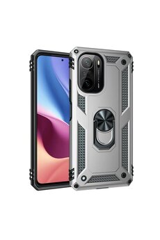 CepteToptan Xiaomi Poco F3 Kılıf Sofya Yüzüklü Silikon Kapak - Gümüş - DROPX6090-3875