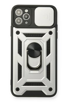 CepteToptan iPhone 11 Pro Kılıf Pars Lens Yüzüklü Silikon - Gümüş - DROPX4823-5648