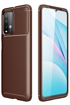 CepteToptan Xiaomi Redmi 9T Kılıf Auto Focus Karbon Kapak - Kahverengi - DROPX8125-4952