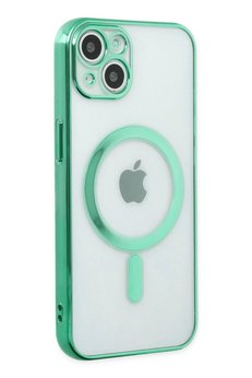 CepteToptan iPhone 14 Plus Kılıf Magneticsafe Lazer Silikon - Haki Yeşil - DROPX6654-9221