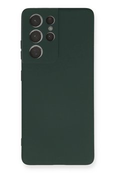 CepteToptan Samsung Galaxy S21 Ultra Kılıf Nano içi Kadife Silikon - Koyu Yeşil - DROPX1583-1624