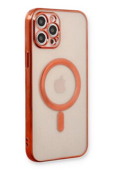 CepteToptan iPhone 12 Pro Kılıf Magneticsafe Lazer Silikon - Kırmızı - DROPX4998-4336