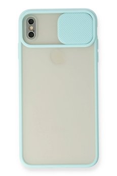CepteToptan iPhone X Kılıf Palm Buzlu Kamera Sürgülü Silikon - Turkuaz - DROPX5291-8338