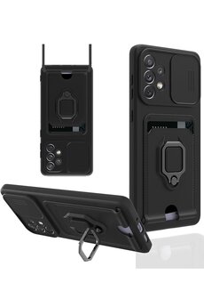 CepteToptan Samsung Galaxy A33 5G Kılıf Zuma Kartvizitli Yüzüklü Silikon - Siyah - DROPX7664-8949