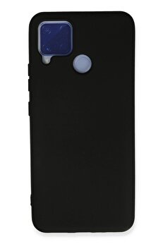 CepteToptan Realme C15 Kılıf Nano içi Kadife Silikon - Siyah - DROPX9525-9614