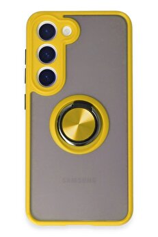 CepteToptan Samsung Galaxy S23 Kılıf Montreal Yüzüklü Silikon Kapak - Sarı - DROPX4611-6256