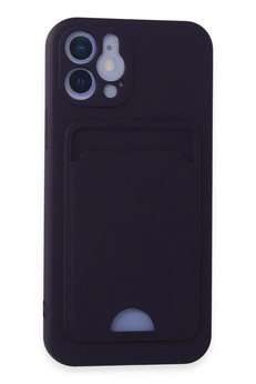 CepteToptan iPhone 12 Kılıf Kelvin Kartvizitli Silikon - Derin Mor - DROPX8993-2081