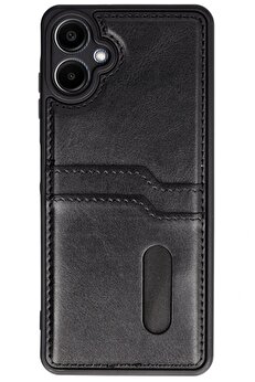 CepteToptan Samsung Galaxy A06 Kılıf Sara Kartvizitli Deri Kılıf - Siyah - DROPX2016-1297