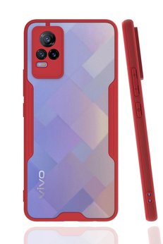 CepteToptan Vivo V21e Kılıf Platin Silikon - Kırmızı - DROPX8519-5870