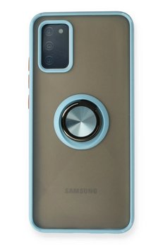 CepteToptan Samsung Galaxy A02S Kılıf Montreal Yüzüklü Silikon Kapak - Buz Mavi - DROPX4528-8451