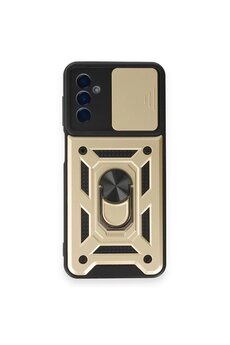 CepteToptan Samsung Galaxy M14 5G Kılıf Pars Lens Yüzüklü Silikon - Gold - DROPX1671-7902