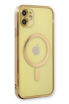 CepteToptan iPhone 12 Kılıf Magneticsafe Lazer Silikon - Gold - DROPX1555-3788