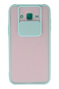 CepteToptan Samsung Galaxy J7 Kılıf Palm Buzlu Kamera Sürgülü Silikon - Turkuaz - DROPX4358-6639