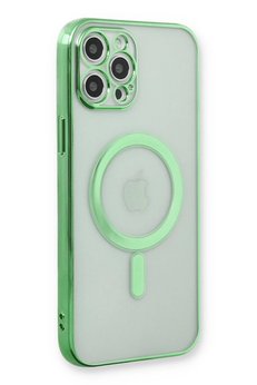CepteToptan iPhone 12 Pro Kılıf Magneticsafe Lazer Silikon - Haki Yeşil - DROPX8623-4814