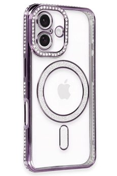 CepteToptan iPhone 16 Kılıf Joke Simli Magneticsafe Kılıf - Derin Mor - DROPX7997-5170