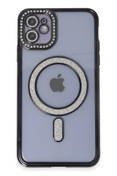 CepteToptan iPhone 11 Kılıf Joke Simli Magneticsafe Kılıf - Siyah - DROPX4184-2179