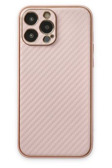 CepteToptan iPhone 13 Pro Max Kılıf Coco Karbon Silikon - Pembe - DROPX6789-7369
