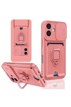 CepteToptan iPhone 16 Kılıf Zuma Kartvizitli Yüzüklü Silikon - Pembe - DROPX3370-8115