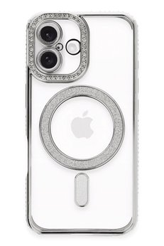 CepteToptan iPhone 16 Plus Kılıf Joke Simli Magneticsafe Kılıf - Gümüş - DROPX7012-6672