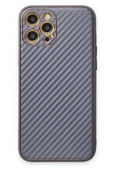 CepteToptan iPhone 12 Pro Kılıf Coco Karbon Silikon - Gri - DROPX6396-4842