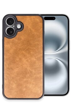 CepteToptan iPhone 16 Plus Kılıf Aras Deri Kapak - Taba - DROPX4601-4308