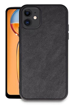 CepteToptan iPhone 11 Kılıf Aras Deri Kapak - Siyah - DROPX4456-5356