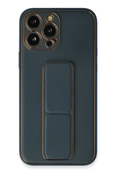 CepteToptan iPhone 13 Pro Kılıf Coco Deri Standlı Kapak - Mavi - DROPX4570-6635