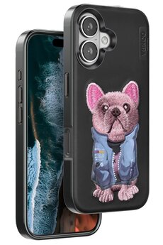 CepteToptan iPhone 16 Cute Desenli Kapak - Siyah - DROPX8590-8848