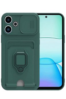 CepteToptan Xiaomi Redmi 13 4G Kılıf Zuma Kartvizitli Yüzüklü Silikon - Yeşil - DROPX2623-4066