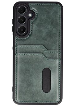 CepteToptan Samsung Galaxy S24 FE Kılıf Sara Kartvizitli Deri Kılıf - Koyu Yeşil - DROPX4411-8775
