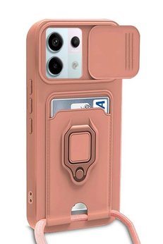 CepteToptan Xiaomi Redmi Note 13 Pro 5G Kılıf Zuma Kartvizitli Yüzüklü Silikon - Pembe - DROPX5700-7861