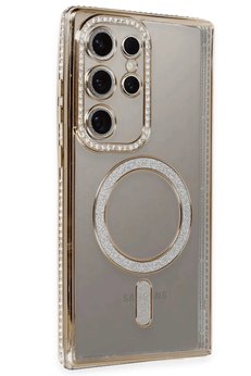 CepteToptan Samsung Galaxy S24 Ultra Kılıf Joke Simli Magneticsafe Kılıf - Gold - DROPX5446-7563