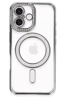 CepteToptan iPhone 16 Plus Kılıf Joke Simli Magneticsafe Kılıf - Gri - DROPX1281-7165