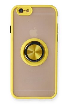 CepteToptan iPhone 6 Kılıf Montreal Yüzüklü Silikon Kapak - Sarı - DROPX2201-8590